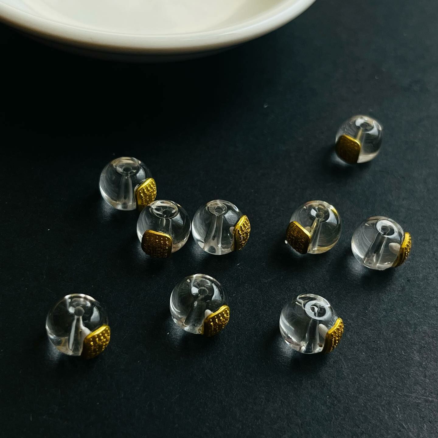 [原石] 白水晶 五條經（通孔）水晶隔珠配件