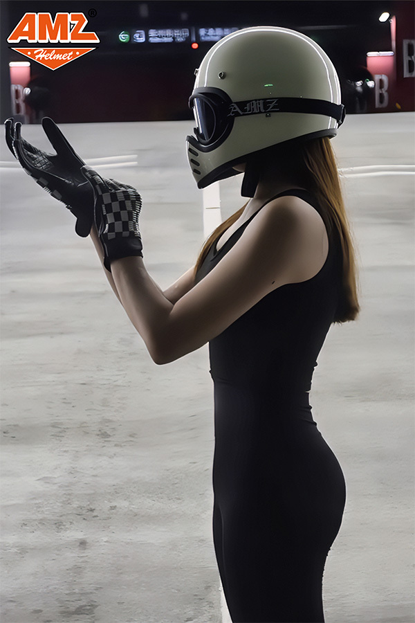 AMZ V-3 黑白棋盤格 皮手套 復古 風格