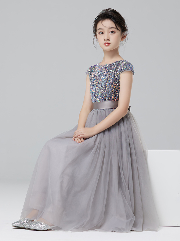 銀灰閃亮鋼琴禮服