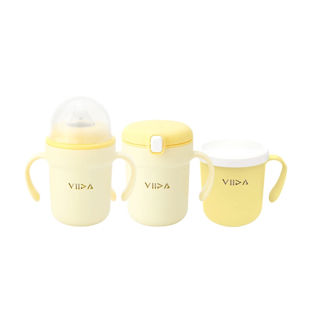 Viida Soufflé Antibacterial Stainless Steel 3-Stage Training Cup Set - Sippy Cup & Spout Cup