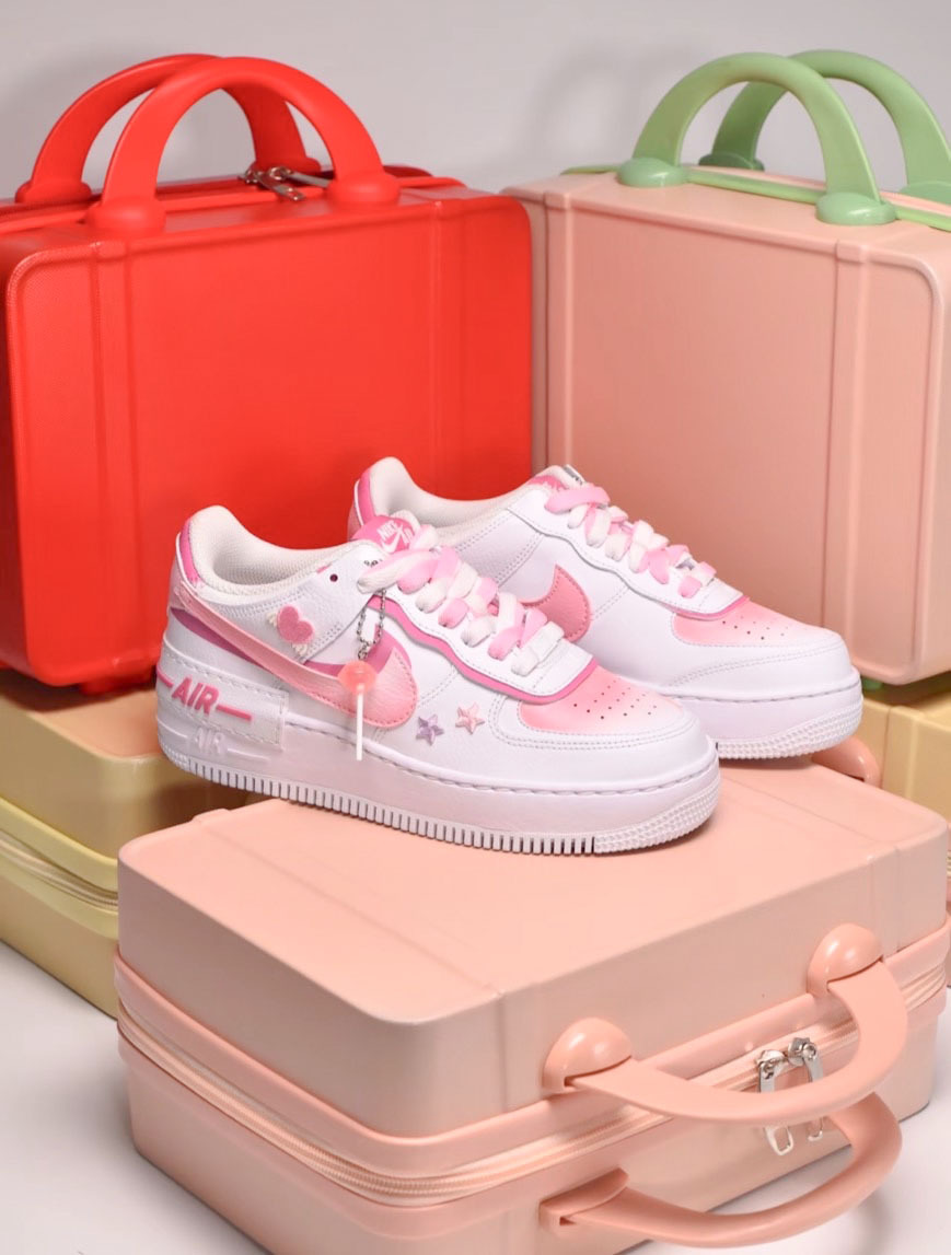 Nike Air Force 1 AF1 多巴胺 愛心 粉白 蜜桃 棒棒糖 CI0919102(TeamE-女款蜜桃棒棒糖粉白BOX)