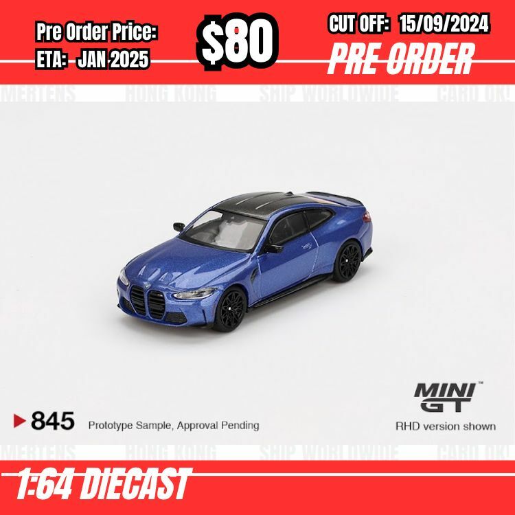 PO-$80  * Mini GT * 1:64 #845 BMW M4 Competition (G82) Portimao Blue RHD [OD02/09]