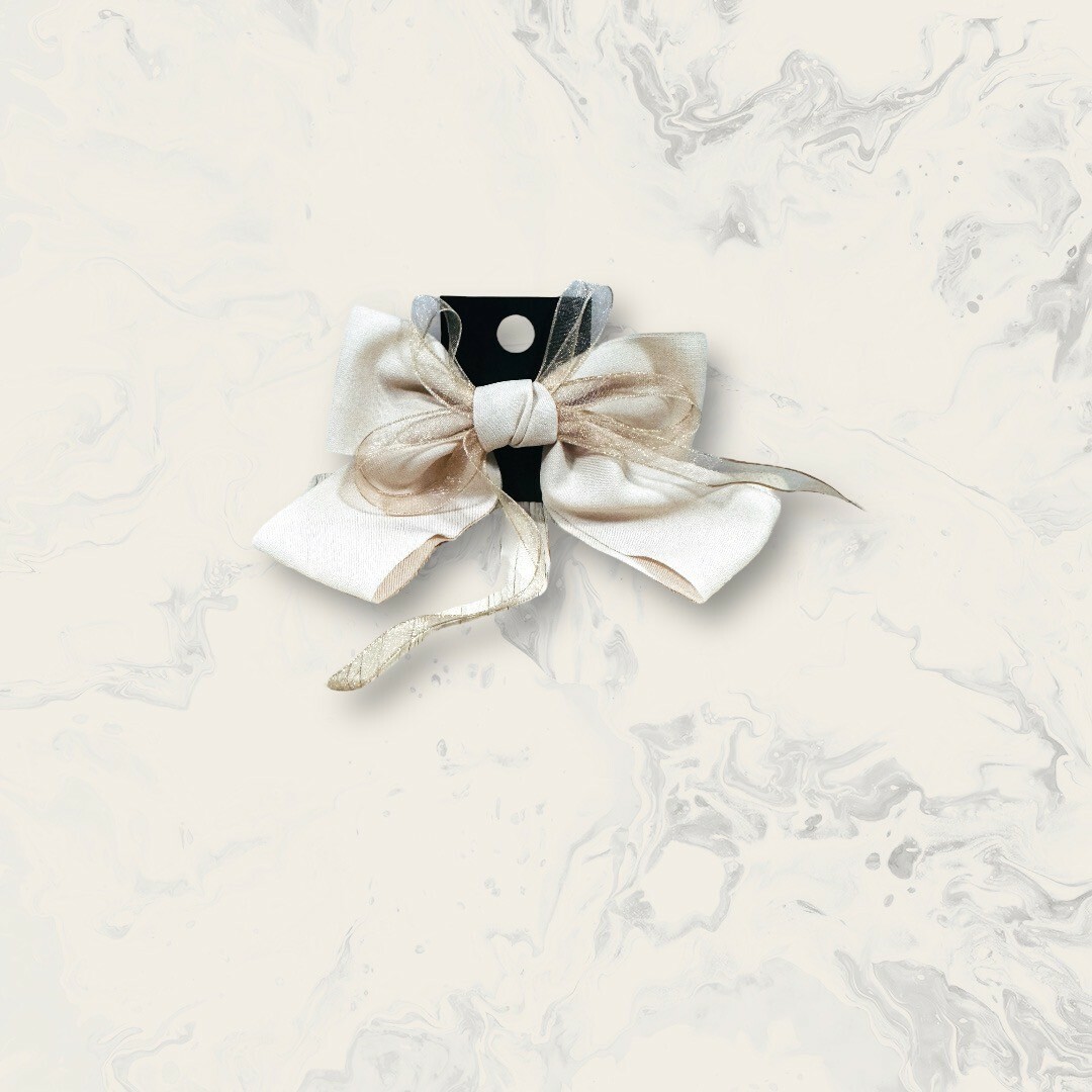 韓國直送髮飾 中網紗緞帶雙層大蝴蝶結彈夾