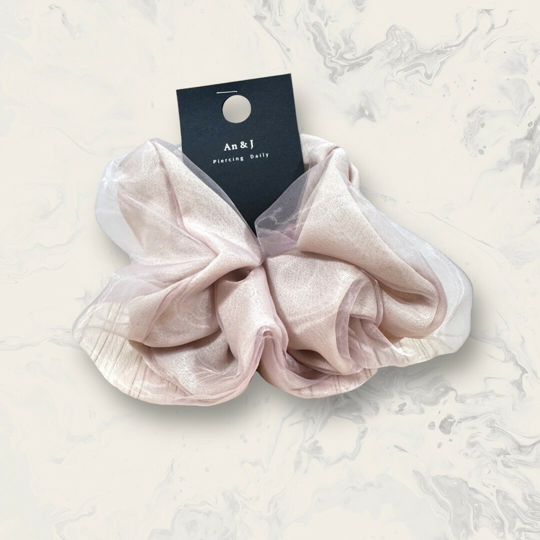 韓國直送髮飾 雙層網紗手工大腸圈