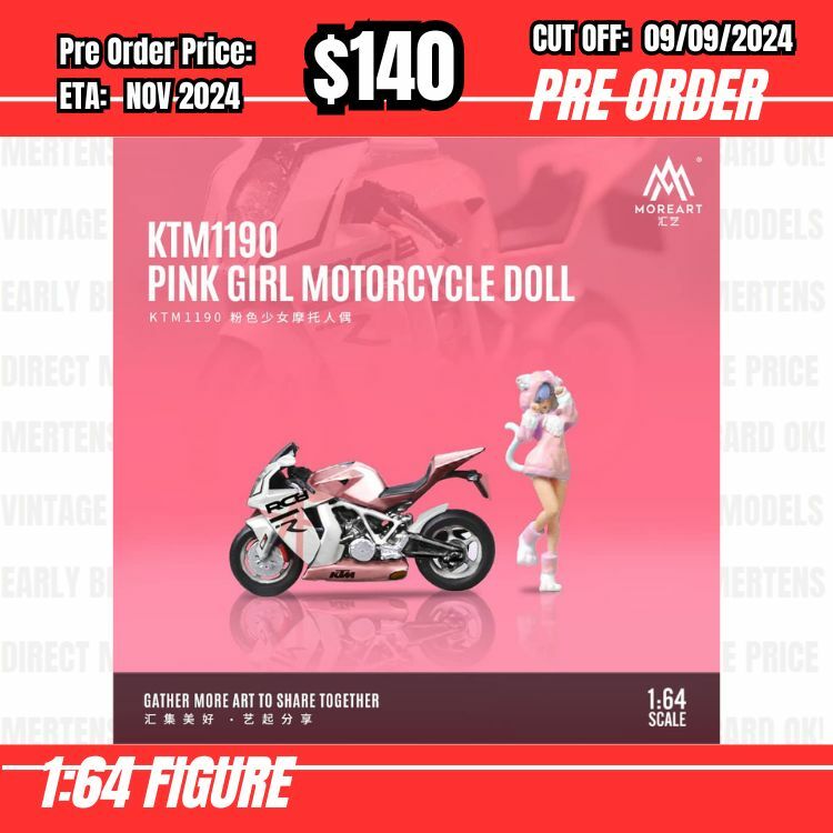 PO-$140 * Moreart * 1:64 Figure - KTM190 Pink Girl Motorcycle Doll [OD02/09]