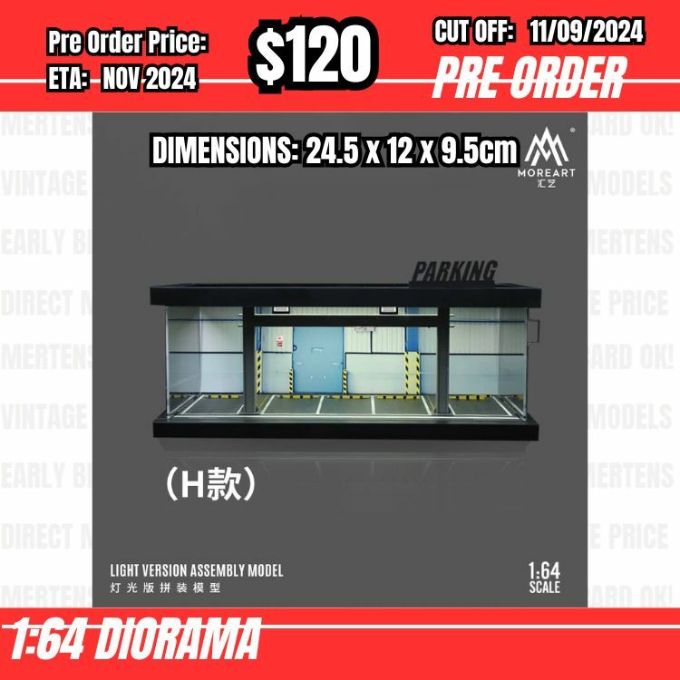 PO-$120 * Moreart * 1:64 Diorama - Indoor Parking Lot (H) (24.5x12x9.5cm) [OD02/09]
