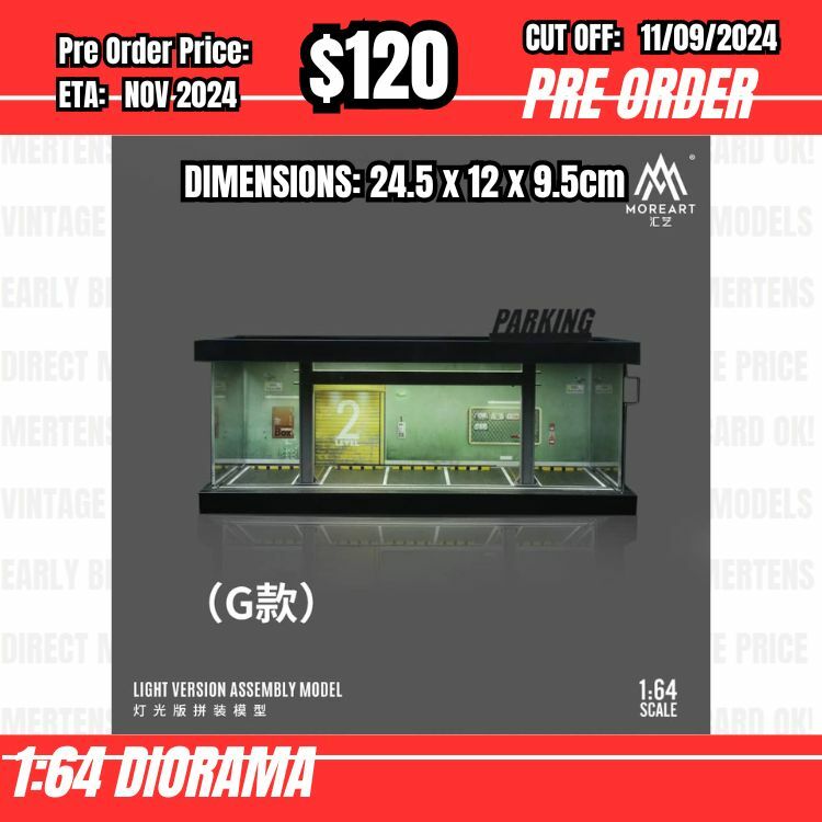 PO-$120 * Moreart * 1:64 Diorama - Indoor Parking Lot (G) (24.5x12x9.5cm) [OD02/09]