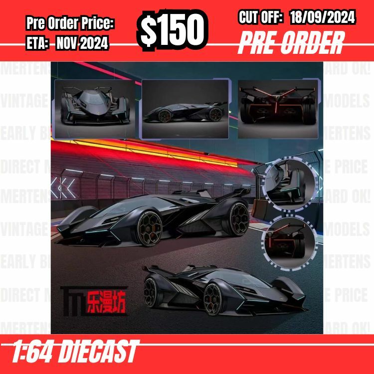 PO-$150 * Lemanfang * 1:64 Lambo V12 VGT Concept Metallic Black [OD02/09]
