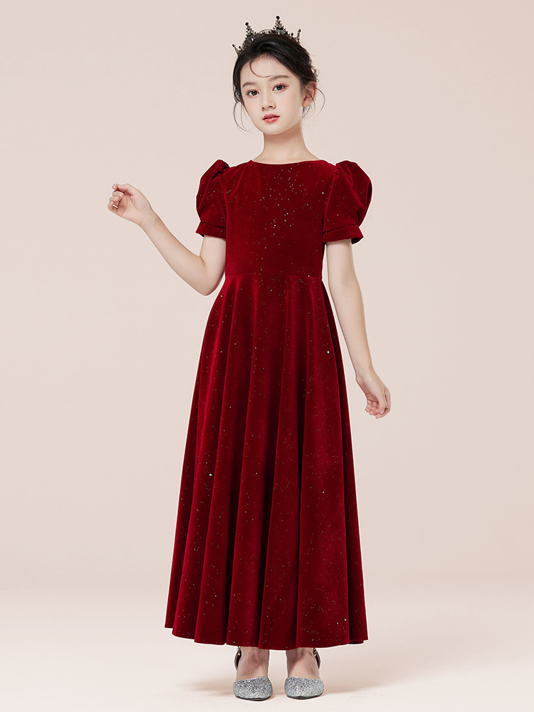 酒紅色鋼琴公主裙