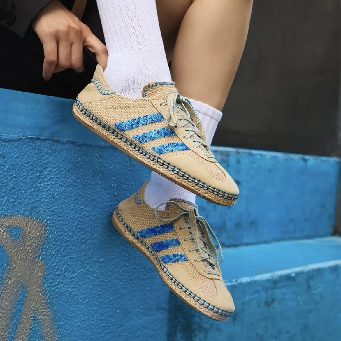 Adidas Originals Gazelle x Clot Linen Khaki 亞麻棕 沙色卡其 藍串珠 聯名 陳冠希