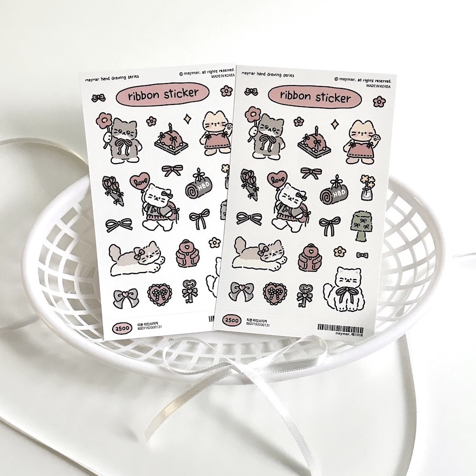 Maymar Sticker一Line Sticker Series | Ribbon (Korean Stationery Brand)