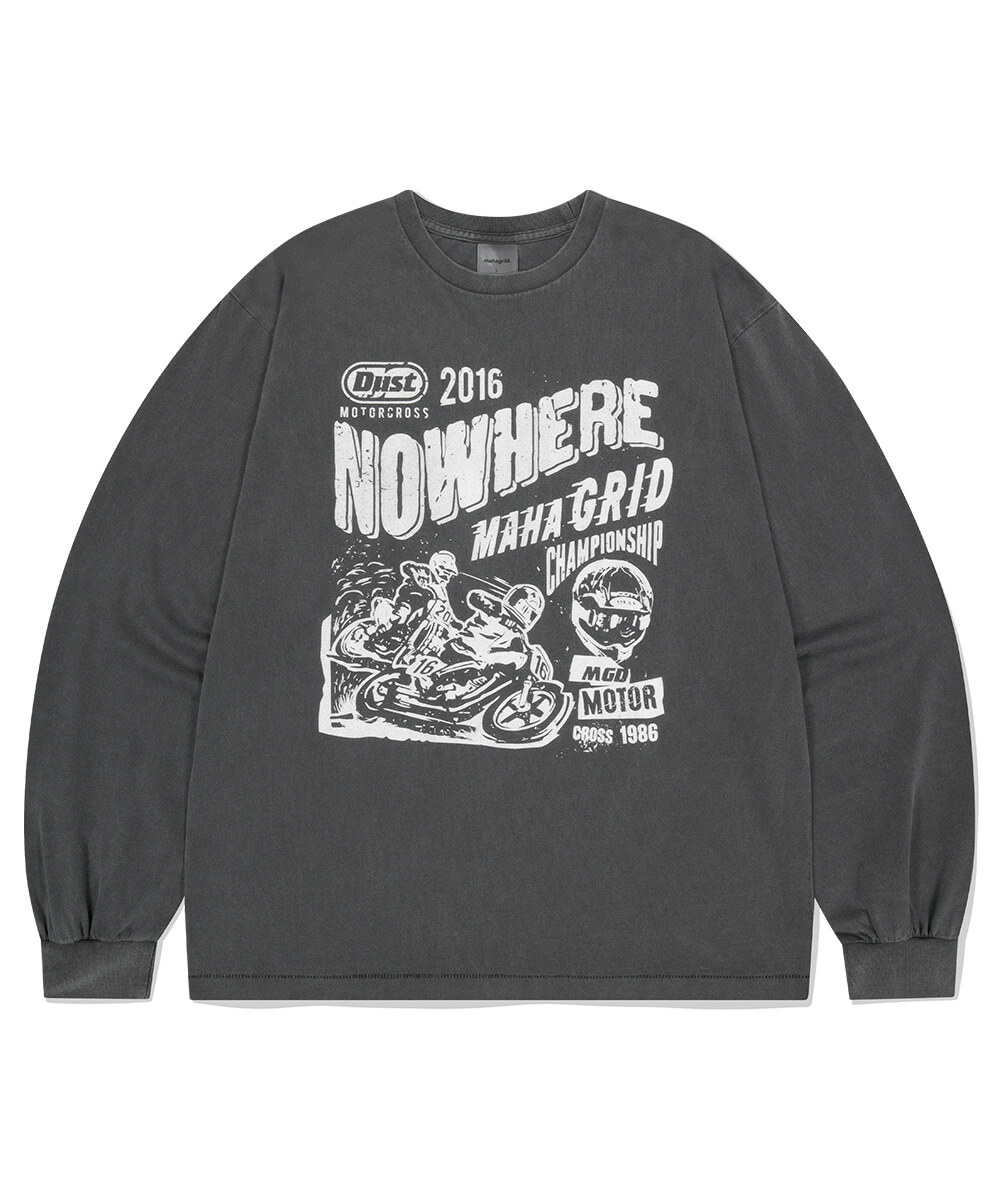 mahagrid - DUST MOTORCROSS PIGMENT LS TEE (CHARCOAL)