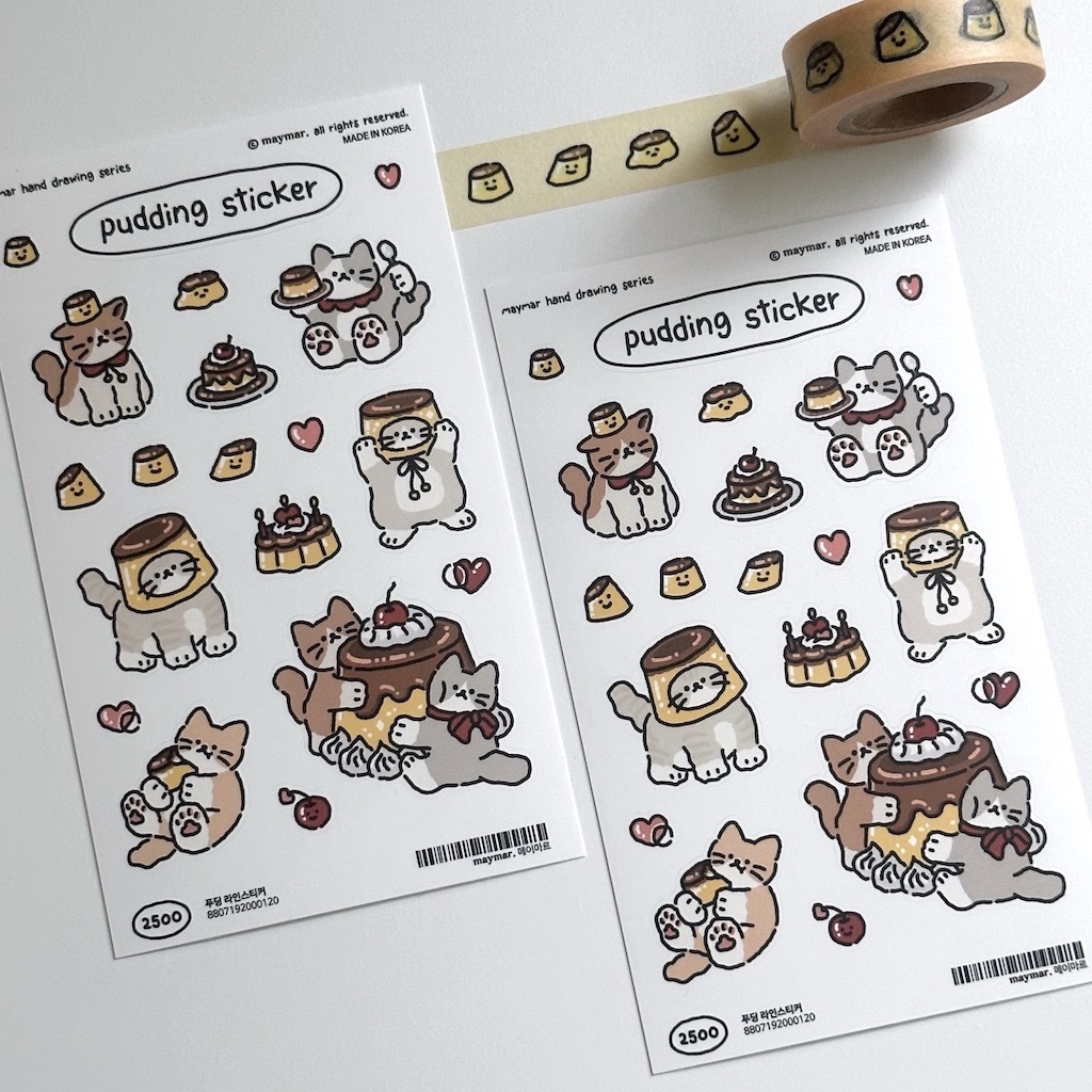 Maymar Sticker一Line Sticker Series | Pudding (Korean Stationery Brand)