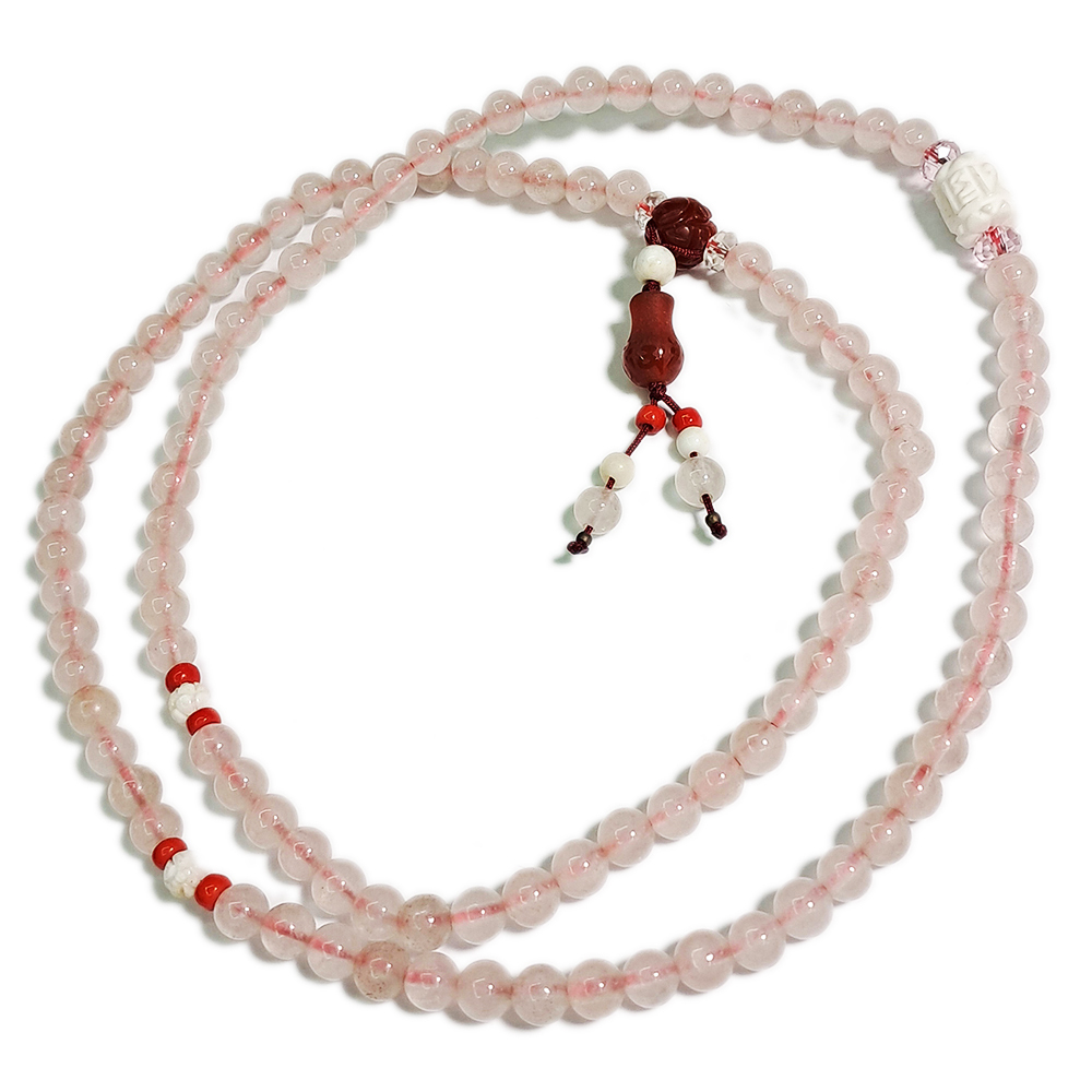 硨磲{轉經輪}&粉晶108念珠6mm【十方】121289