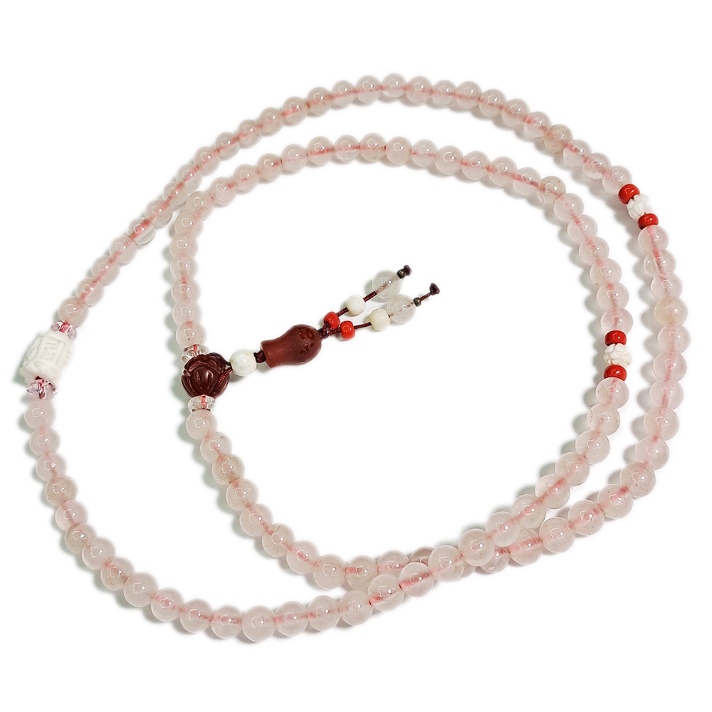 硨磲{轉經輪}&粉晶108念珠6mm【十方】121289