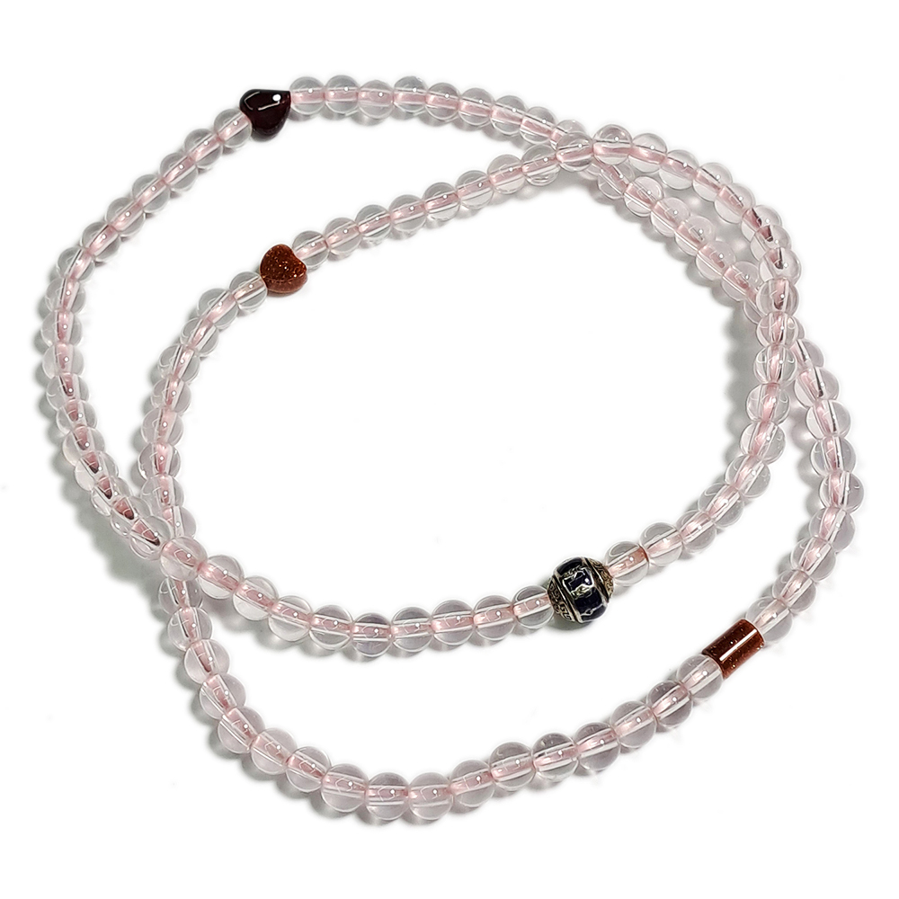 六字咒+馬達加斯粉晶108念珠5mm【十方】122805