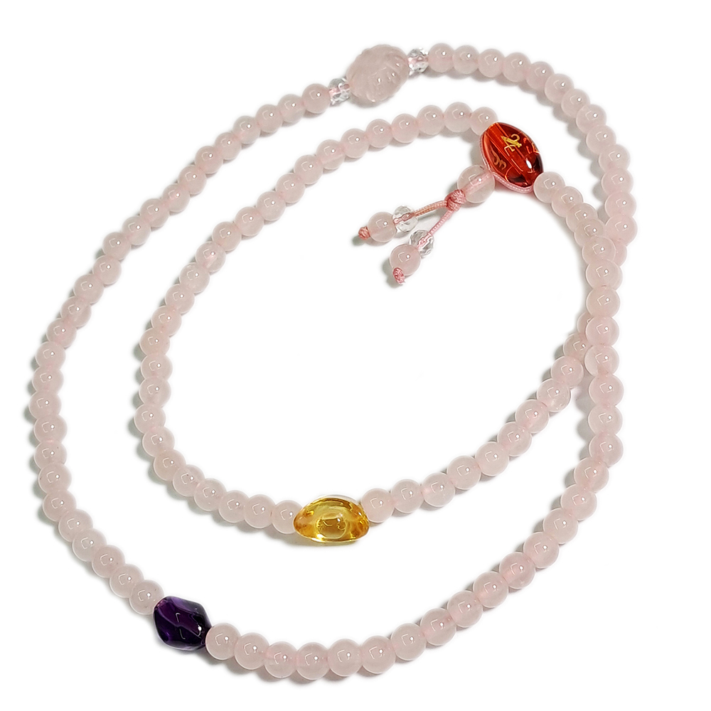 六字真言+粉晶108念珠5mm【十方】147678