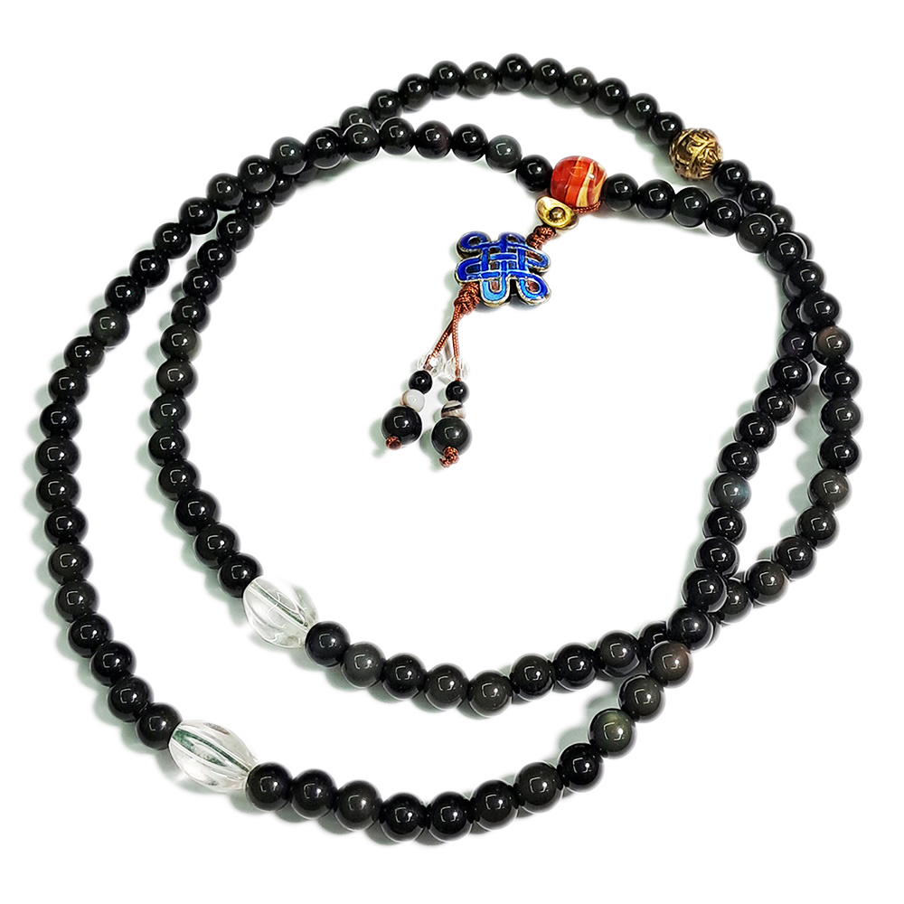 吉祥結&黑曜岩(彩虹)108念珠6mm【十方】130209