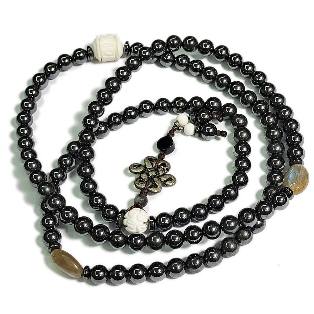 六字箴言{硨磲}+健康磁石108念珠6mm【十方】150971