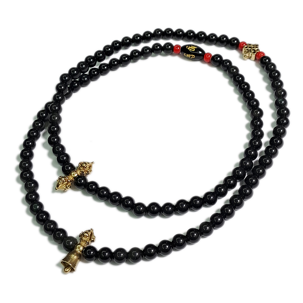  金剛鈴杵+彩紅黑曜岩108念珠6mm【十方】133845