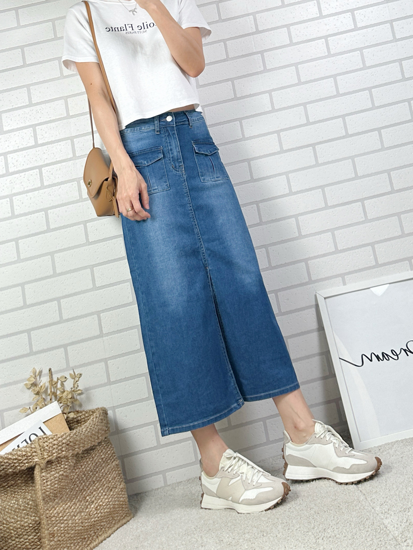 有修飾感的減齡牛仔長裙