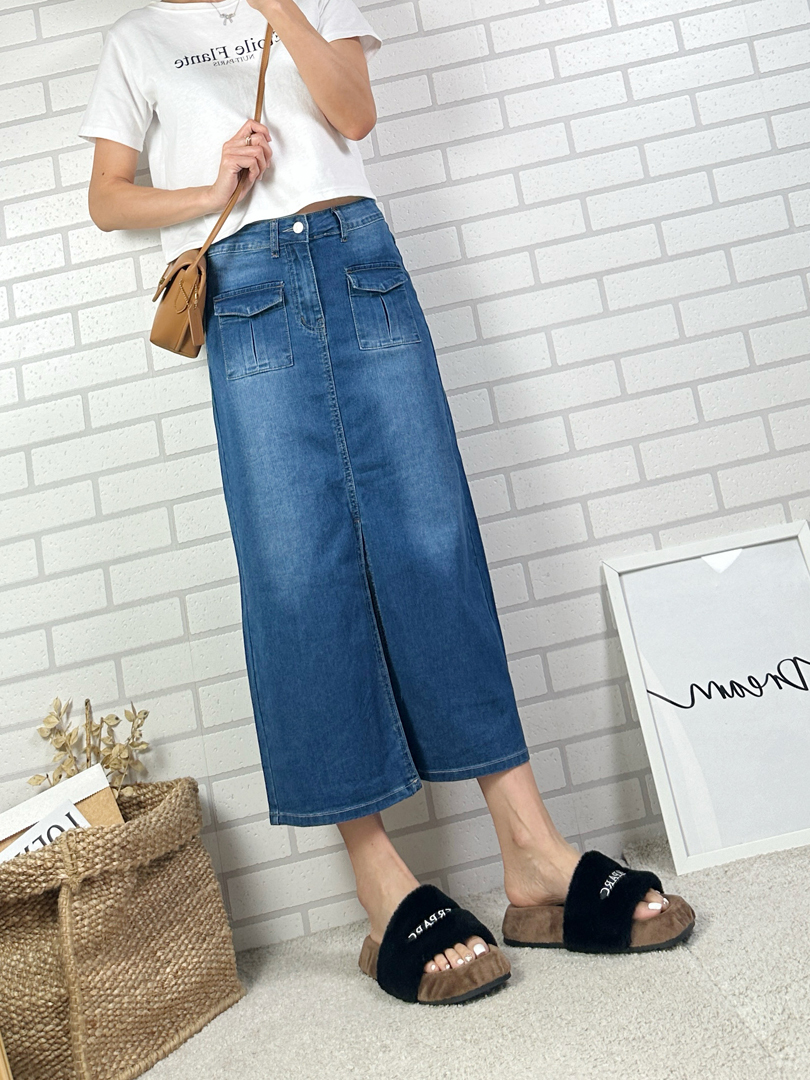 有修飾感的減齡牛仔長裙