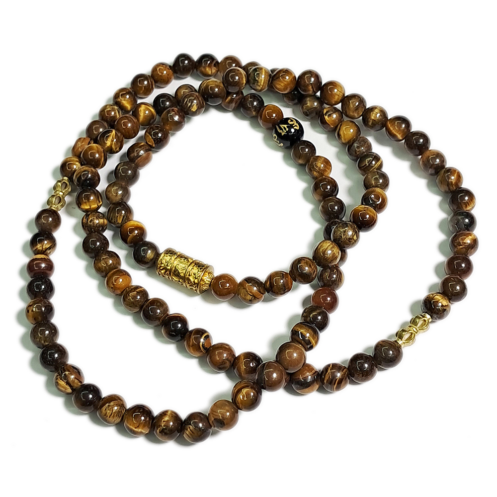 六字真言轉經輪+虎眼08念珠6mm【十方】148026