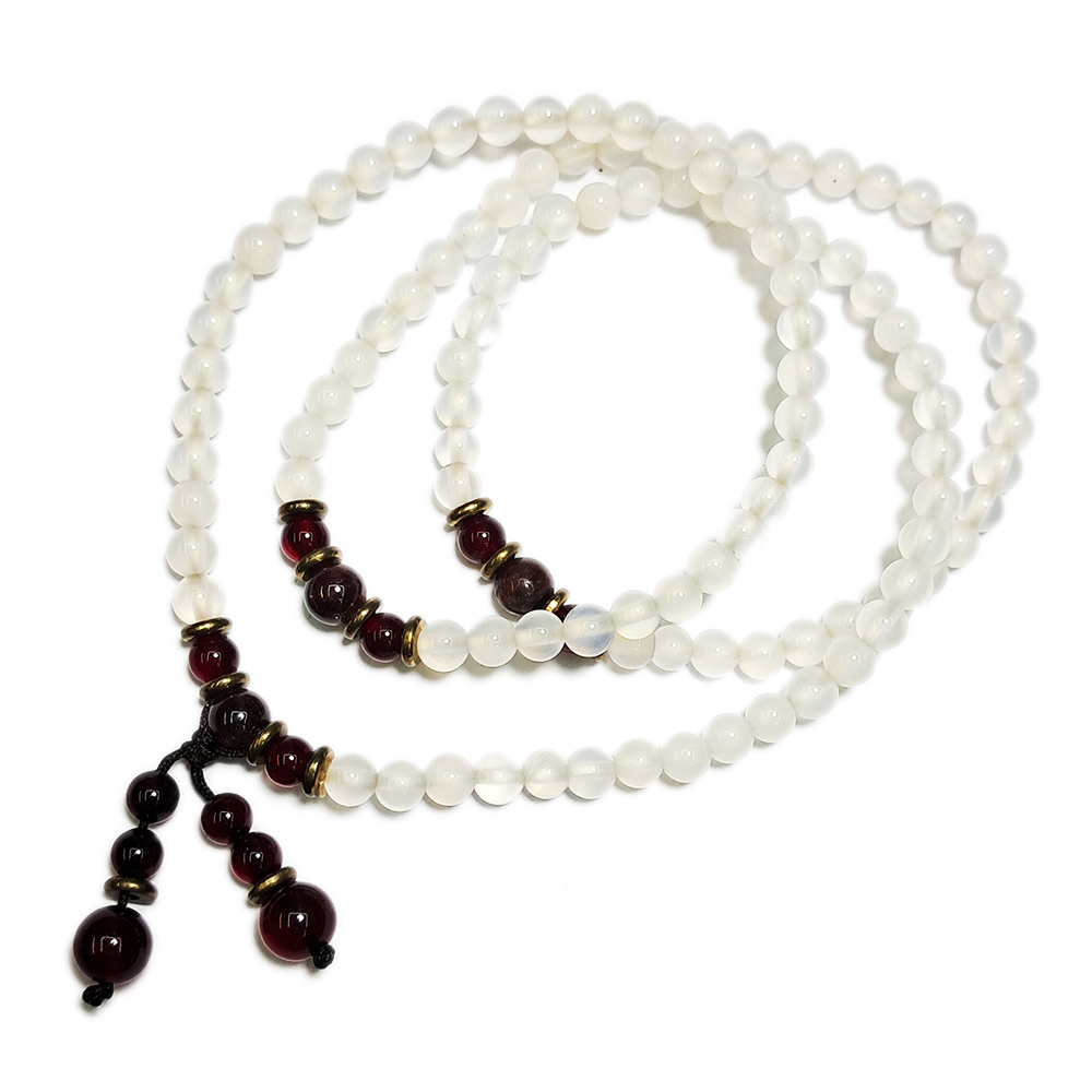 紅晶石+白玉髓108念珠5mm【十方】148157