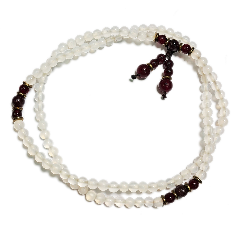 紅晶石+白玉髓108念珠5mm【十方】148157