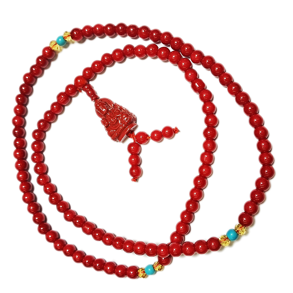 觀音紅珊瑚{海竹}108念珠5mm【十方】132906