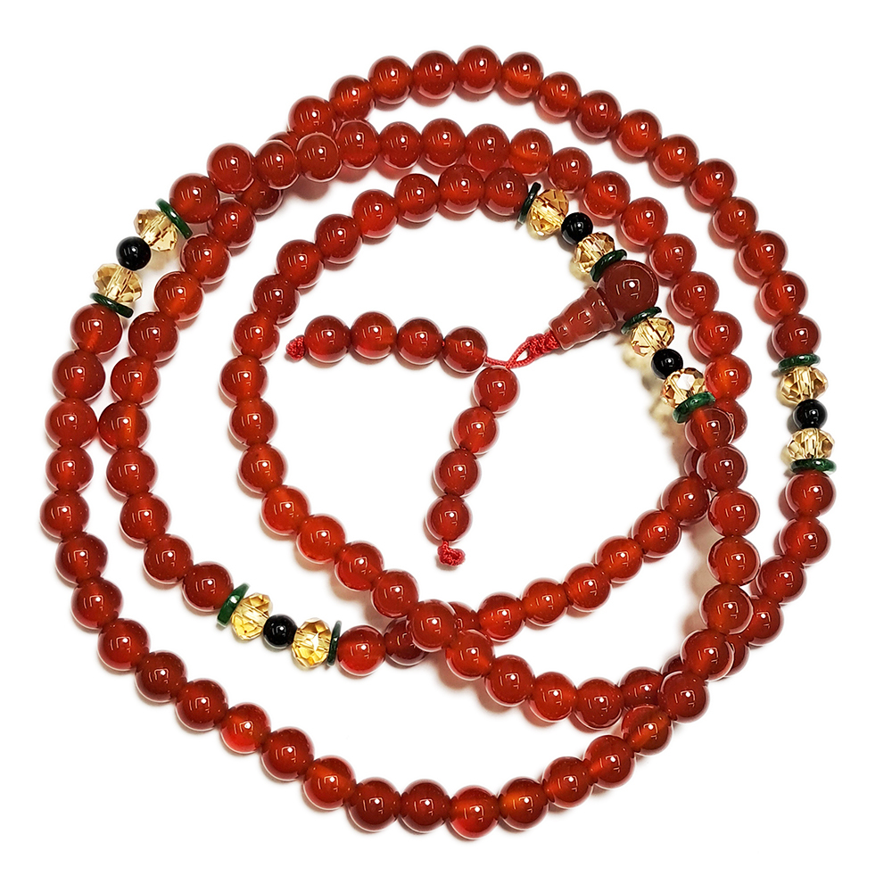 {招財}黃晶&& 紅玉髓108念珠6mm【十方】127362