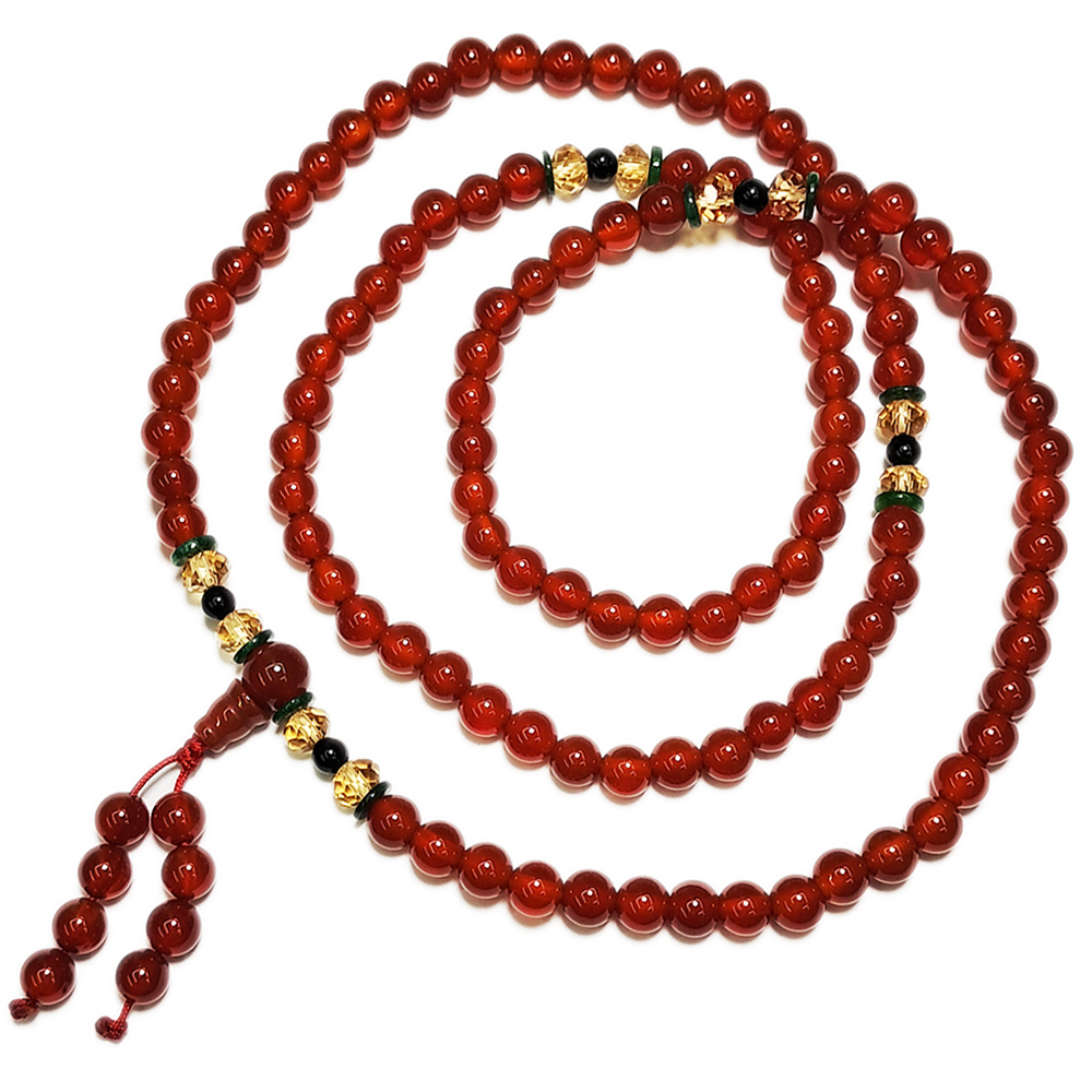 {招財}黃晶&& 紅玉髓108念珠6mm【十方】127362