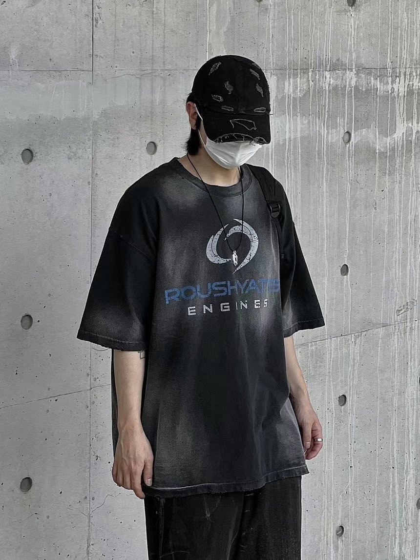 【HERETICS STUDIO 】韓國 고품질 ROUSHYATES 環繞 字母 水洗 做舊 寬鬆 短袖