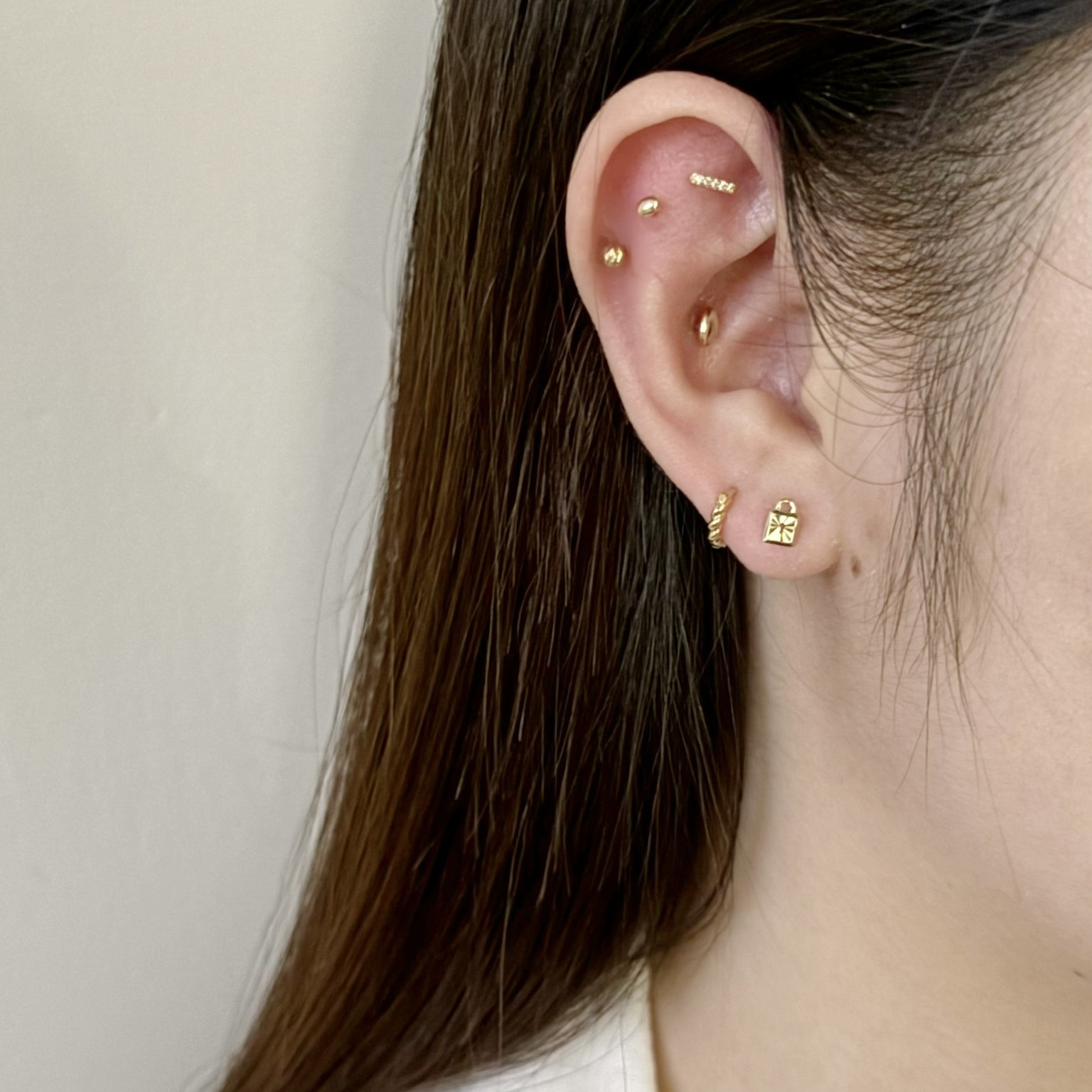 14K簡約bar鋯石轉珠耳環