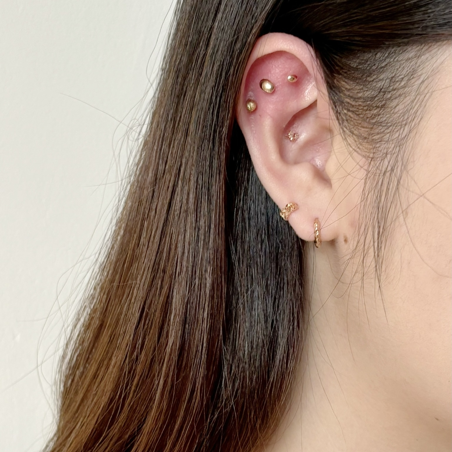 14K 6mm厚麻花耳圈