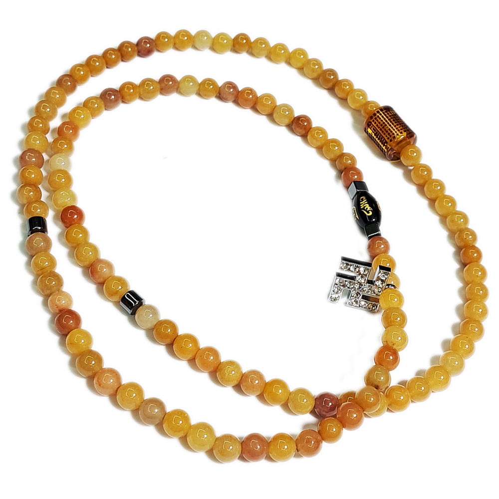 卍+心經{琥珀}+黃玉108念珠6mm【十方】143368