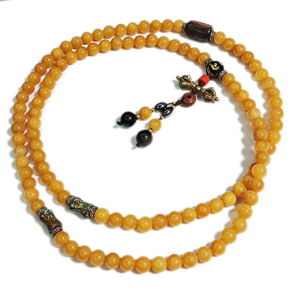 金剛杵&黃玉108念珠6mm【十方】127225