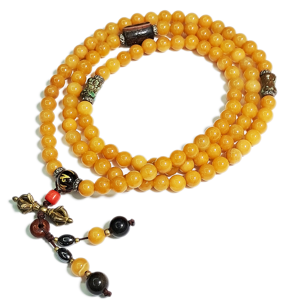 金剛杵&黃玉108念珠6mm【十方】127225