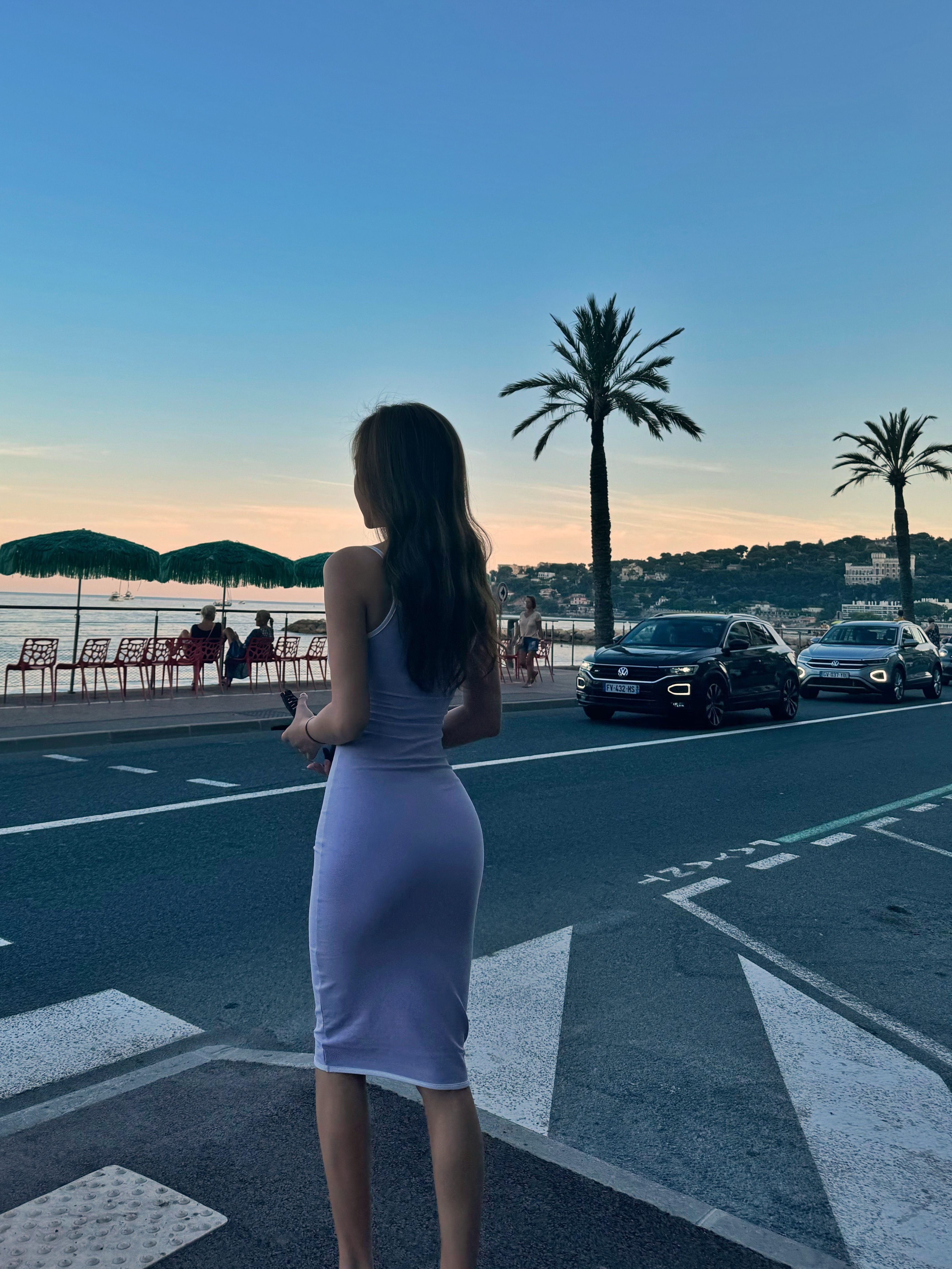 Classic style 撞色細肩帶顯瘦洋裝