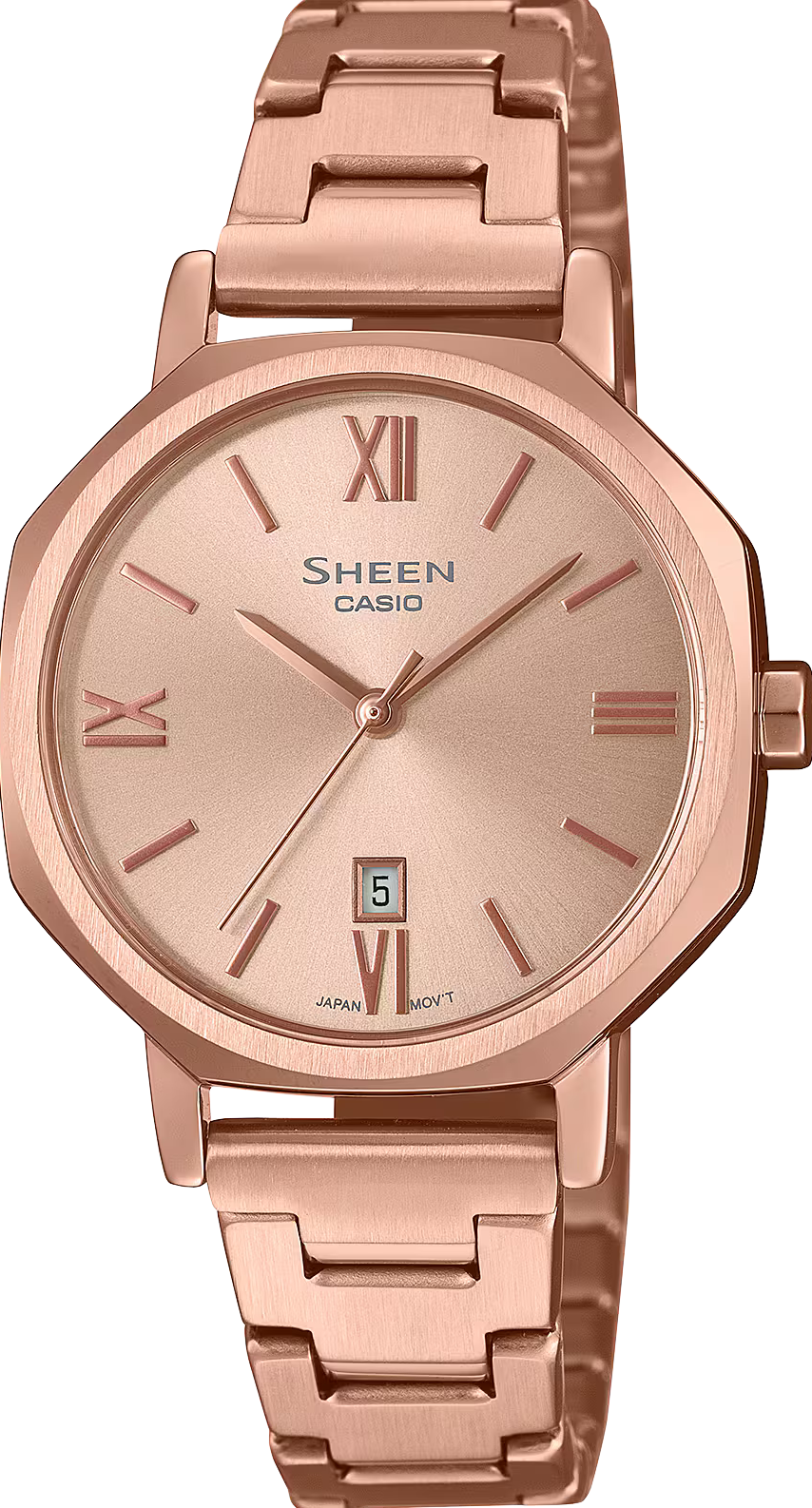 萬年鐘錶 - CASIO  Sheen 系列  經典簡約八角錶殼藍寶石鏡面女錶 SHE-4554PG-4A 錶徑30MM