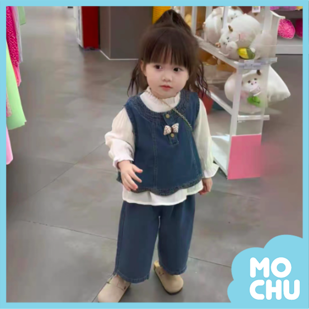 三釦背心牛仔三件組套裝