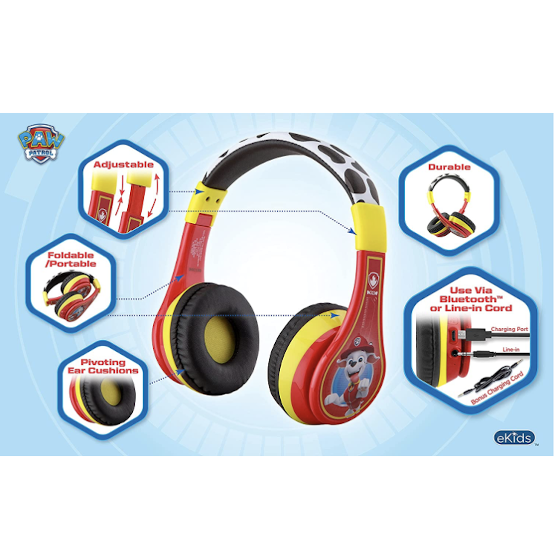 美國 Paw Patrol Marshall Headphone 藍牙耳機 (內置 Microphone)