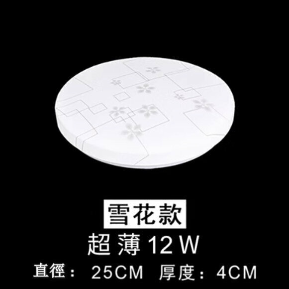 Popular LED ceiling lamp [Ultra-thin snowflake model, high brightness 12W] [25cm*4cm]