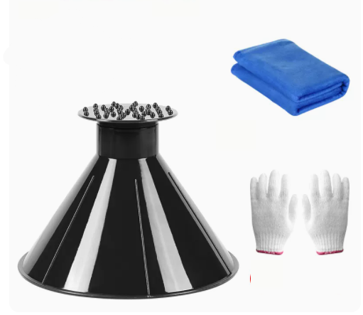 Popular four-piece set with upgraded thickened window glass defrosting and de-icing brush and snow scraper (black)