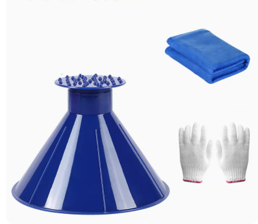 Popular four-piece set with upgraded thickened window glass defrosting and de-icing brush and snow scraper (blue)