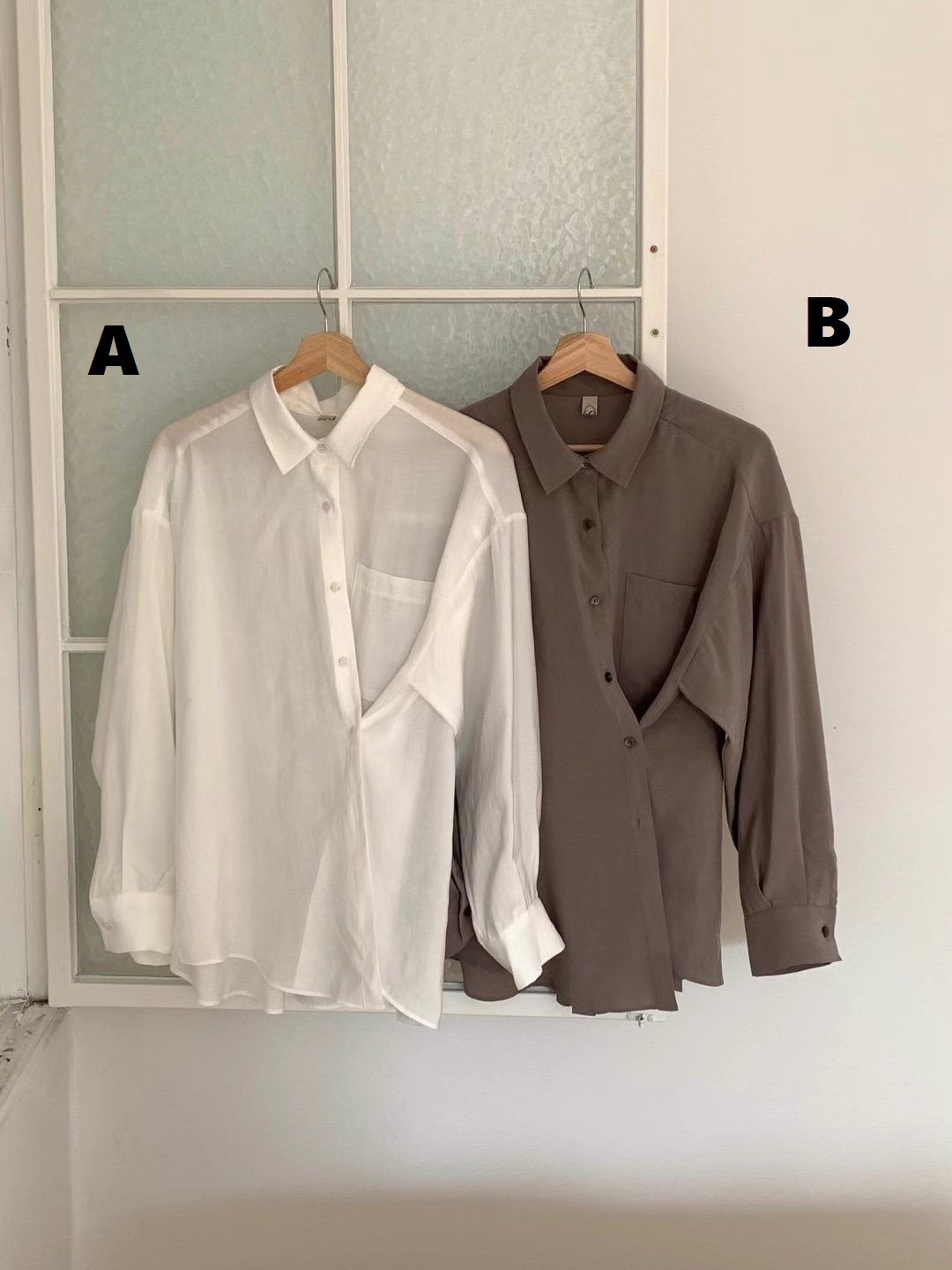 TOP#14441🤎斜襟薄襯衫