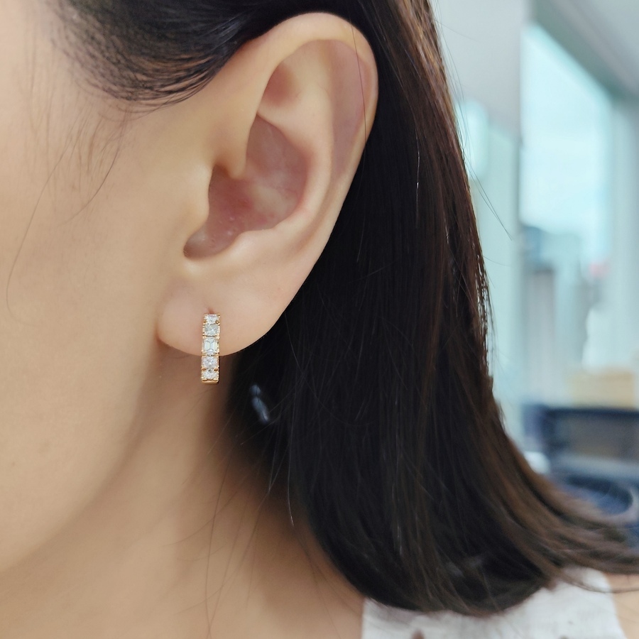 雜形切割鑽石圈耳環