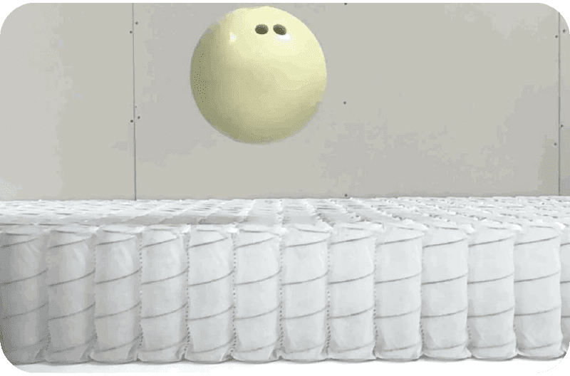 透過保齡球的彈跳測試,顯示19CM高碳鋼獨立筒能提供穩定承托。