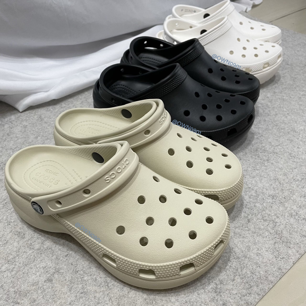 【OWN】CROCS 雲朵☁️厚底 全防水 增高 洞洞鞋 夏天 拖鞋 涼拖鞋 熱門款式 黑色 白色 卡其色 女款