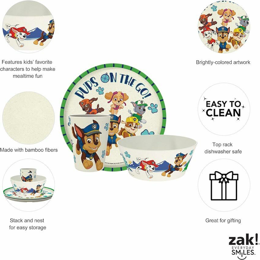 美國 Zak Designs Paw Patrol 3 件兒童餐具套裝